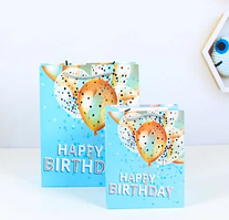 Пакет гігант вертикальний "Кульки на блакитному тлі" 30х42 см