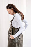 Шкіряний сарафан для вагітних і годуючих мам екошкіра колір хакі, 4145216-Х, фото 4