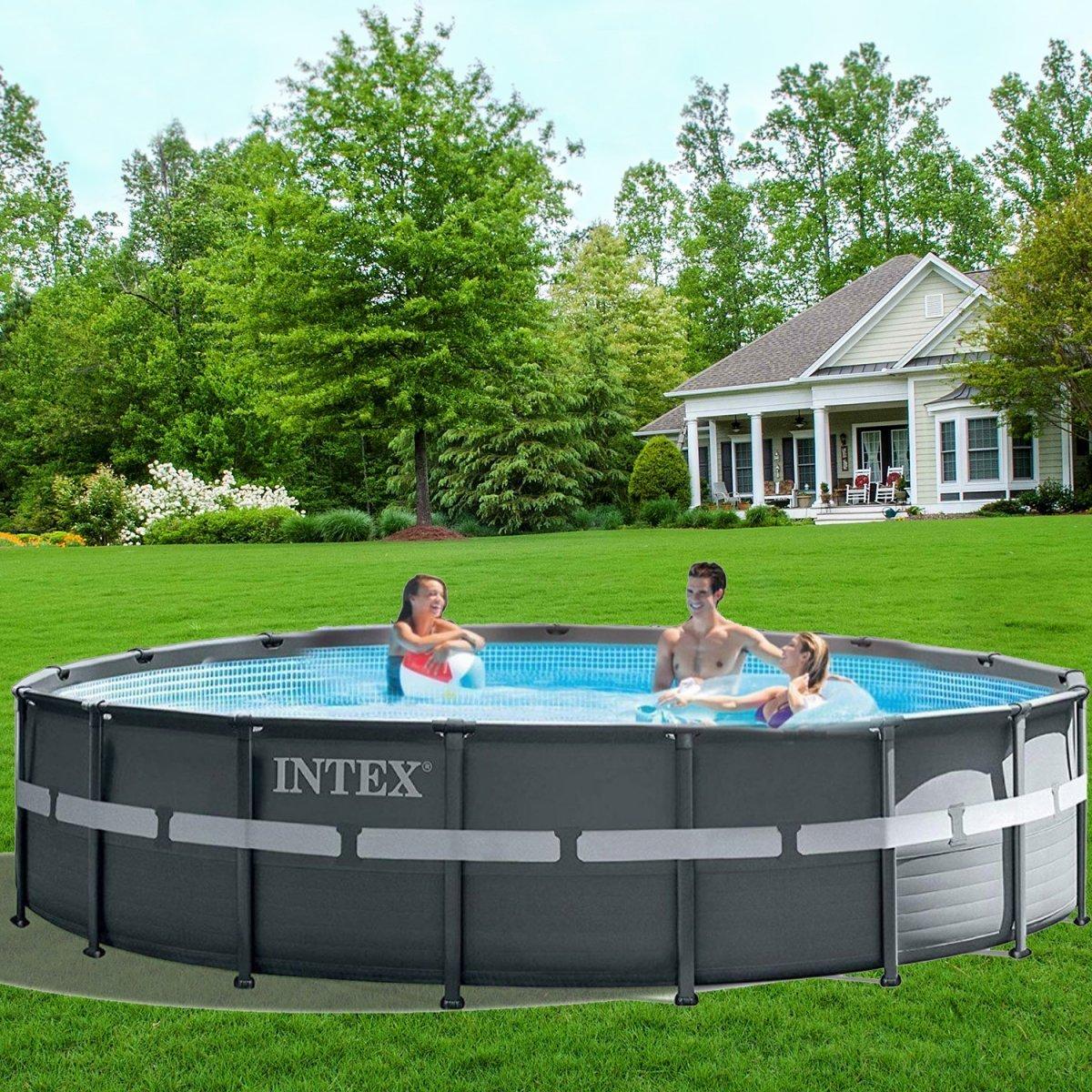 Каркасний басейн Intex 26334NP Ultra XTRTM, 610 x 122 см (6000 л/год, сходи, підстилка), Об'єм води — 26423 л