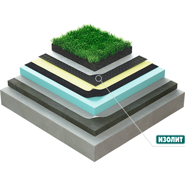 Шиповидна геомембрана Ізоліт Green 0,9мм, (2,5м х 1,2м =3м2), гідроізоляція зеленої покрівлі