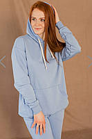 Худі жіноче з капюшоном Vivioji на зав'язках Блакитний розмір S/M (12542)
