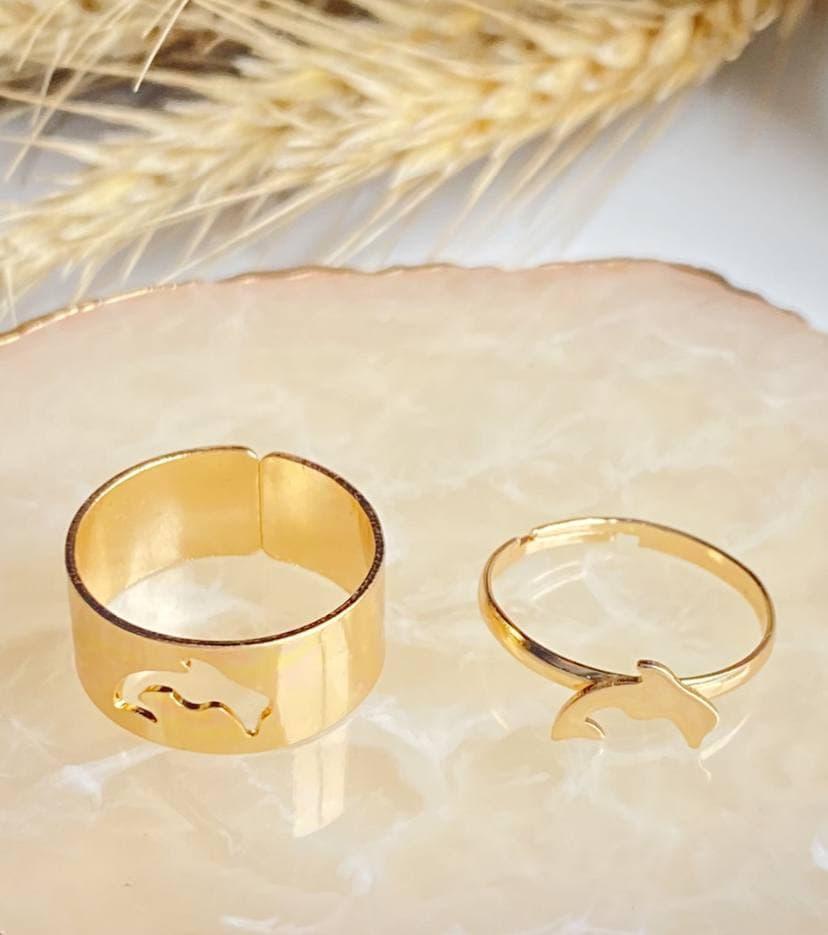 Парні кільця з дельфіном в кольорі золото біжутерія