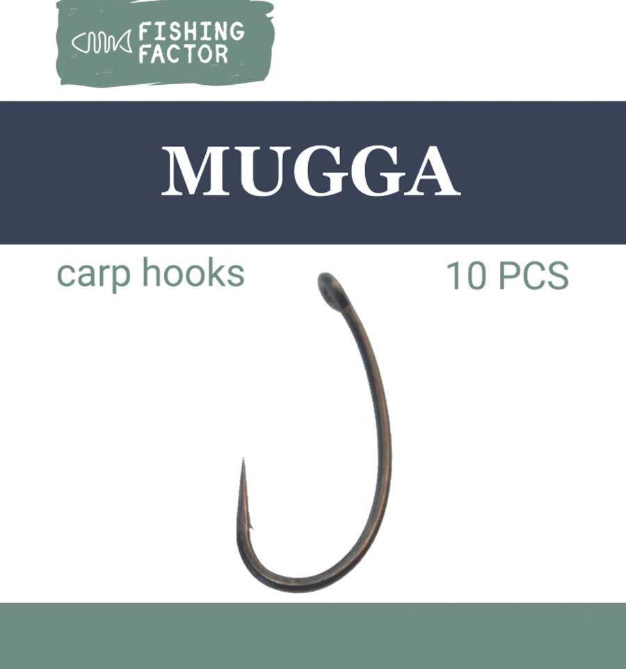 Карповий гачок Муга MUGGA Fishing FactorNo 4,6,8 (вибрати) 10 шт.