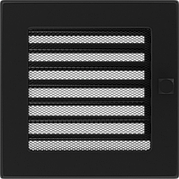 Вентиляционная решетка Kratki для камина черная с жалюзи 17x17