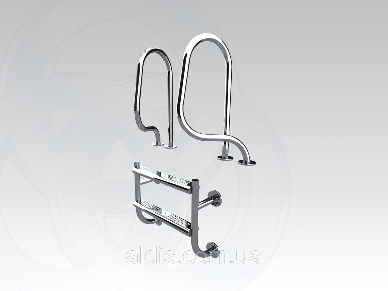 Драбина роздільна в басейн фігурна (Two Parts Figura), 2 сх., AISI 304, фото 1
