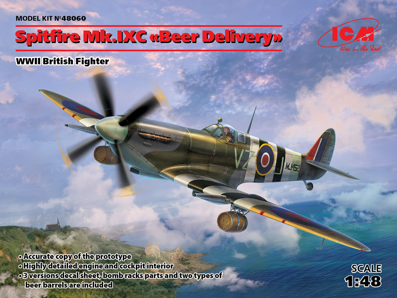 Пластикова модель 1/48 ICM 48060 британський винищувач Spitfire Mk.IXC 'Beer Delivery'