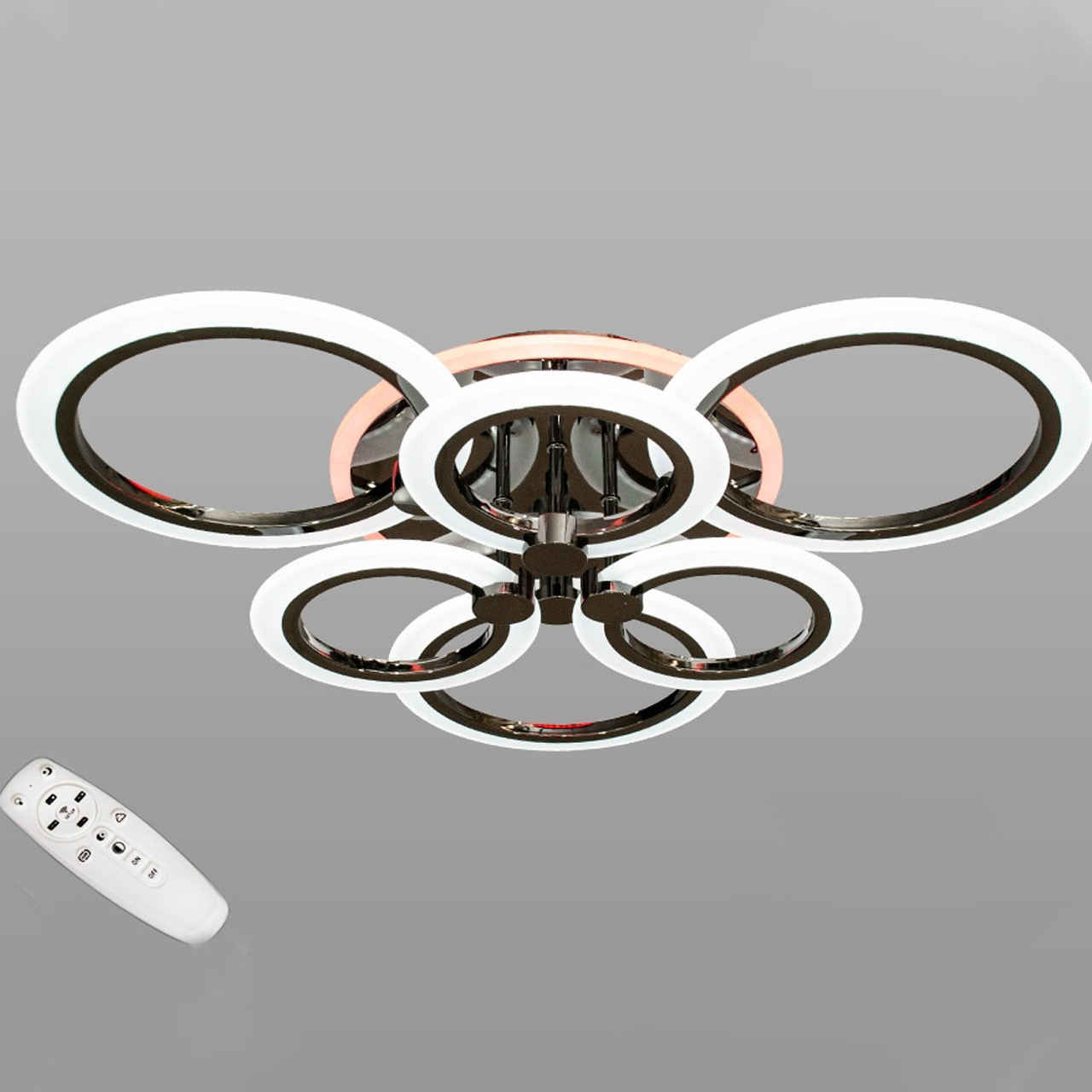 Світлодіодна LED люстра чорний хром 110 Вт c пультом управління і регулюванням яскравості D-AD9133/3+3BHR LED, фото 1