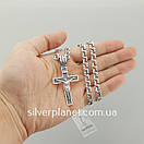Комплект!!! Срібний ланцюжок з хрестиком. Чоловіча цепочка бісмарк 25 грам і хрестик великий, фото 3