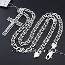 Комплект!!! Срібний ланцюжок з хрестиком. Чоловіча цепочка бісмарк 25 грам і хрестик великий, фото 8