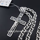 Комплект!!! Срібний ланцюжок з хрестиком. Чоловіча цепочка бісмарк 25 грам і хрестик великий, фото 6