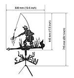 Флюгер Рибак з підсакою, флюгер на дах з металу 2 мм., фото 2