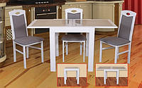 Кухонный стол трансформер Милан с камнем Модуль люкс, цвет белый