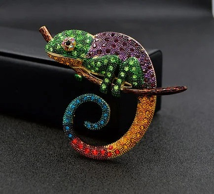 Брошка жіноча зі стразами Хамеліон, фото 1