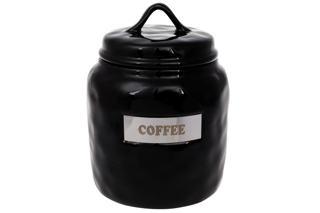Банка керамічна для зберігання Coffee, 1,5 л, колір - чорний
