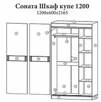Шафа-купе 1200 Соната 2165х1200х600мм Еверест, фото 4