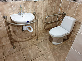 Настенный поручень и поручни из нержавеющей стали. пансионат Роща,  пгт. Песочин Харьковская обл. 1