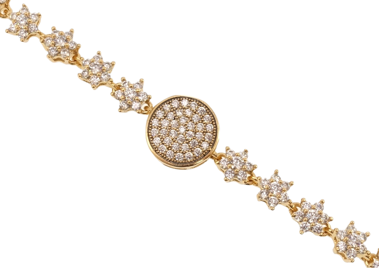 Браслет Xuping Позолота 18K "Кристальні квіточки" довжина з дод. замком 16,17.5см х 5-11мм