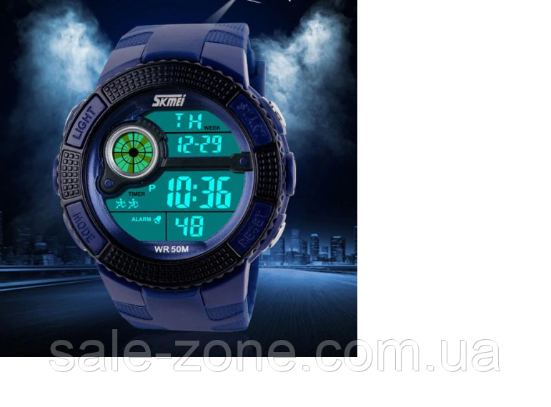 Мужские наручные спортивные часы Skmei 1027 Army (Синие) - фото 4 - id-p1568372997