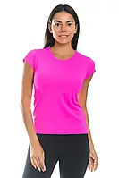 Женская спортивная футболка из ластика эластана бифлекса для фитнеса цвет розовый. Размеры 38-46
