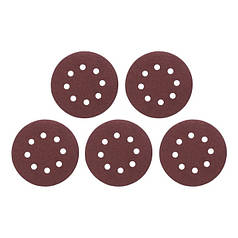 Круг наждаковий самоклейний 125 мм з отворами , папір класу С, густина - 140 г/м², К100, уп. 5 од. INTERTOOL