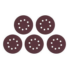 Круг наждаковий самоклейний 125 мм з отворами , папір класу С, густина - 140 г/м², К120, уп. 5 од. INTERTOOL