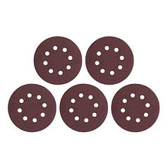 Круг наждаковий самоклеючий 125 мм з отворами , папір класу С, густина - 140 г/м², К150, уп. 5 од. INTERTOOL