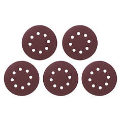 Круг наждаковий самоклейний 125 мм з отворами , папір класу С, густина - 140 г/м², К240, уп. 5 од. INTERTOOL