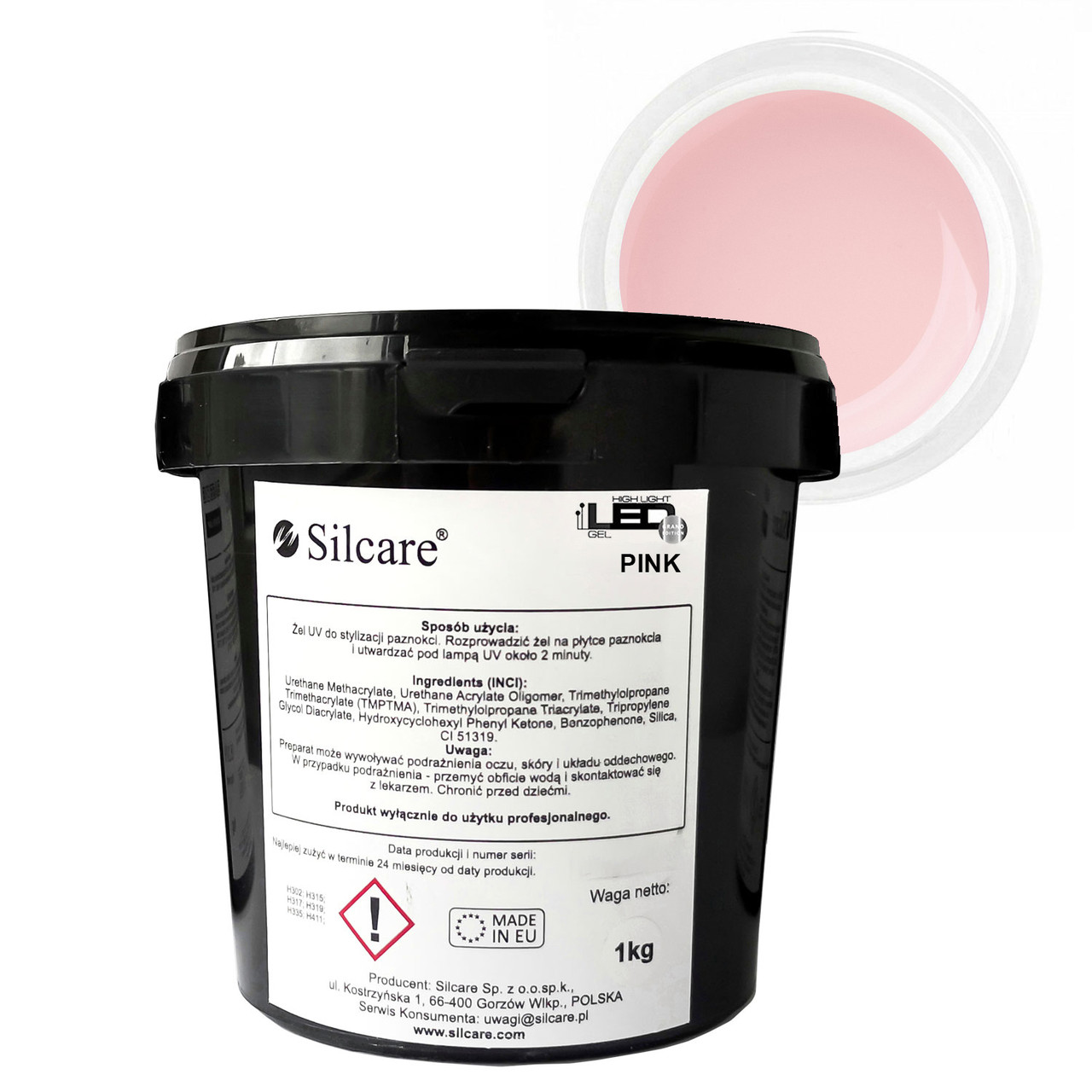 Гель для нарощування Silcare Силкар LED Pink Прозорий 1 кг (BP free)