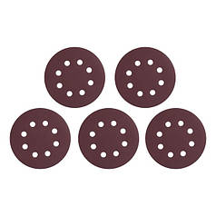 Круг наждаковий самоклейний 125 мм з отворами , папір класу С, густина - 140 г/м², К320, уп. 5 од. INTERTOOL