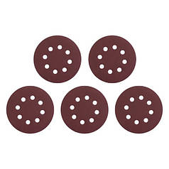 Круг наждаковий самоклейний 125 мм з отворами , папір класу С, густина - 140 г/м², К400, уп. 5 од. INTERTOOL