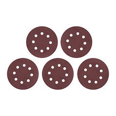 Круг наждачний самоклейний 125 мм з отворами, папір клас С, щільність 140 г/м2, К600, пак. 5ед INTERTOOL