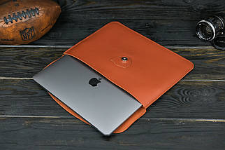Шкіряний чохол для MacBook Air 13" (2018-2021) Дизайн №35, шкіра Grand, колір коричневий відтінок Коньяк, фото 3