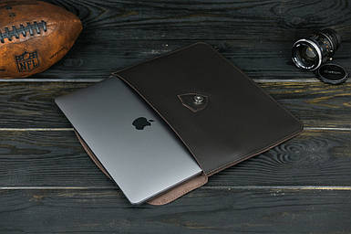 Шкіряний чохол для MacBook Дизайн №35, натуральна шкіра Grand, колір коричневий відтінок Шоколад