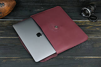 Шкіряний чохол для MacBook Air 13" (2018-2021) Дизайн №35, натуральна шкіра Grand, колір Бордо, фото 3