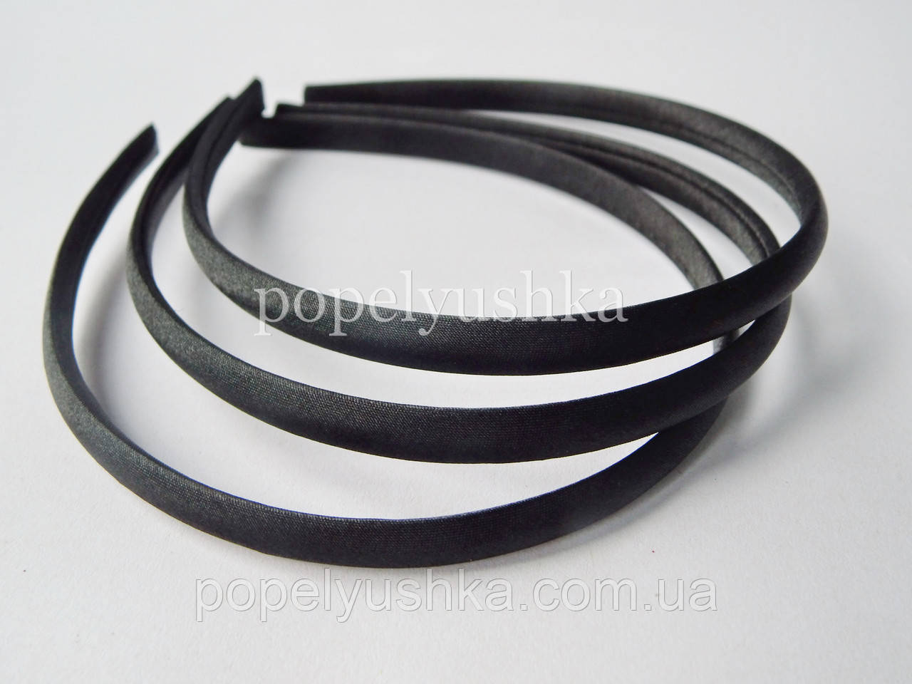 Обруч атласний 0,9 см чорний, фото 1