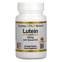 Лютеин с зеаксантином (Lutein with Zeaxanthin) California Gold Nutrition, 20 мг 60 растительных капсул