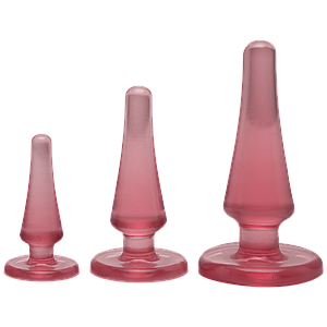 Набір анальних пробок Doc Johnson Crystal Jellies - Pink, макс. діаметр 2см - 3см - 4см   | Promax