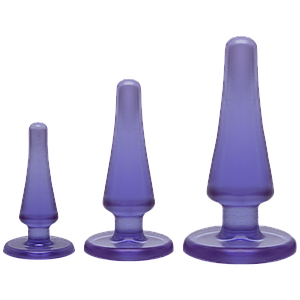 Набір анальних пробок Doc Johnson Crystal Jellies Anal - Purple, макс. діаметр 2см - 3см - 4см   | Promax