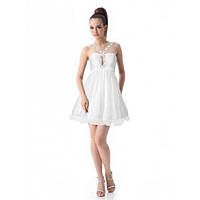 РАСПРОДАЖА! Двухслойное платье с мерцающими пайетками белое | Promax
