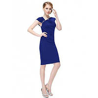 РАСПРОДАЖА! Облегающее платье с брошью синее | Promax