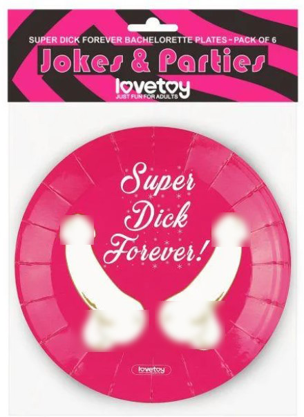 Super Dick Forever Bachelorette Paper Plates(Pack of 6)   | Promax, фото 1