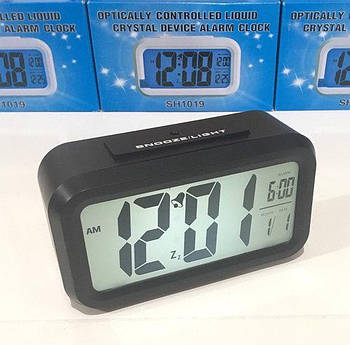 Настільний годинник з підсвіткою на батарейках LCD digital clock MOD-1019 Чорний (KG-4118)