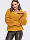 Гірчичний жіночий светр крупної в'язки, фото 2