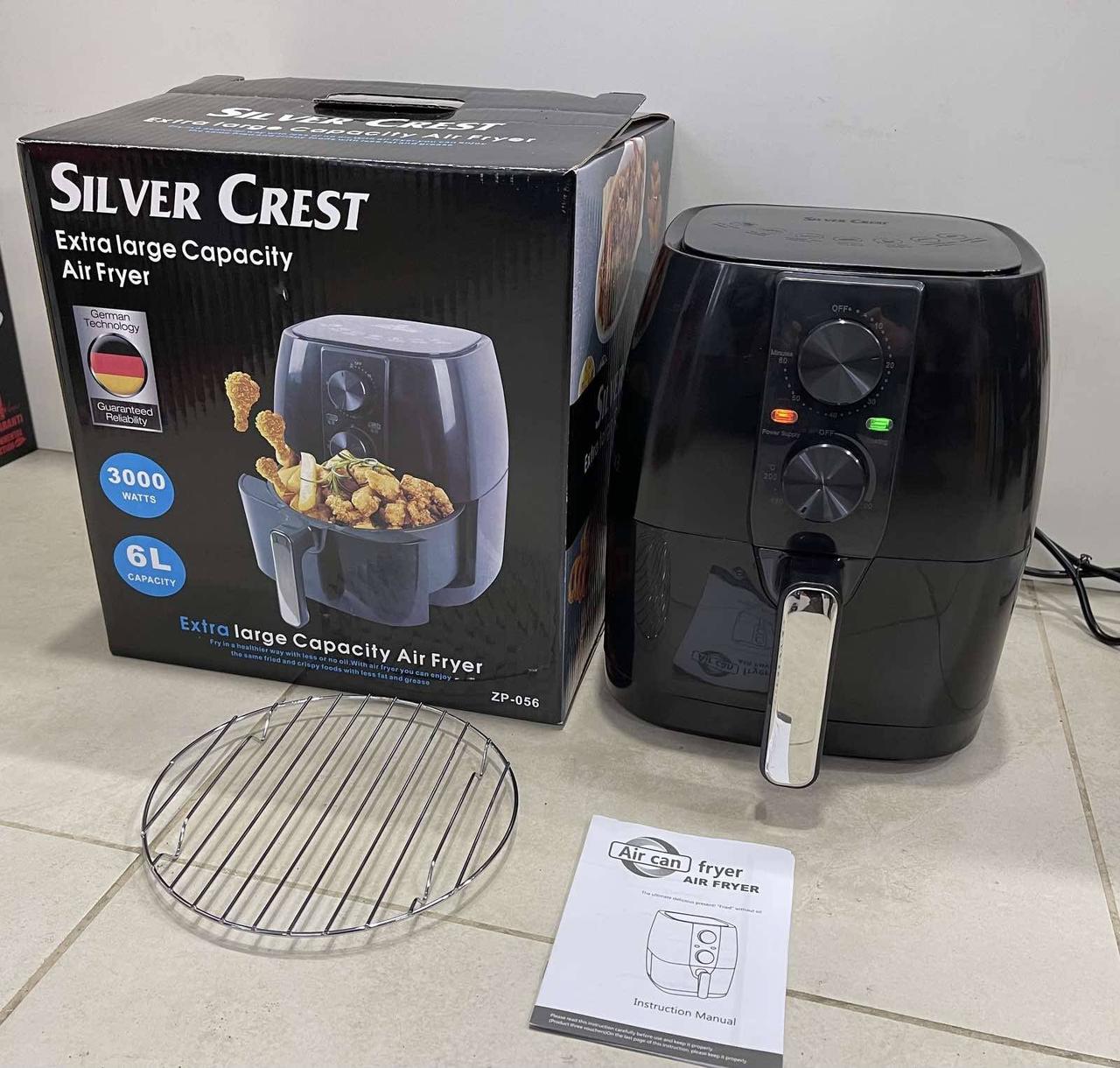 Аерофритюрниця без олії SILVER CREST Потужність 3000 Ватів 6 літрів, регулювання температури (чорна)
