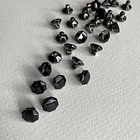 Пуговица Блузочная кристал на ножке черная 8мм Пластик