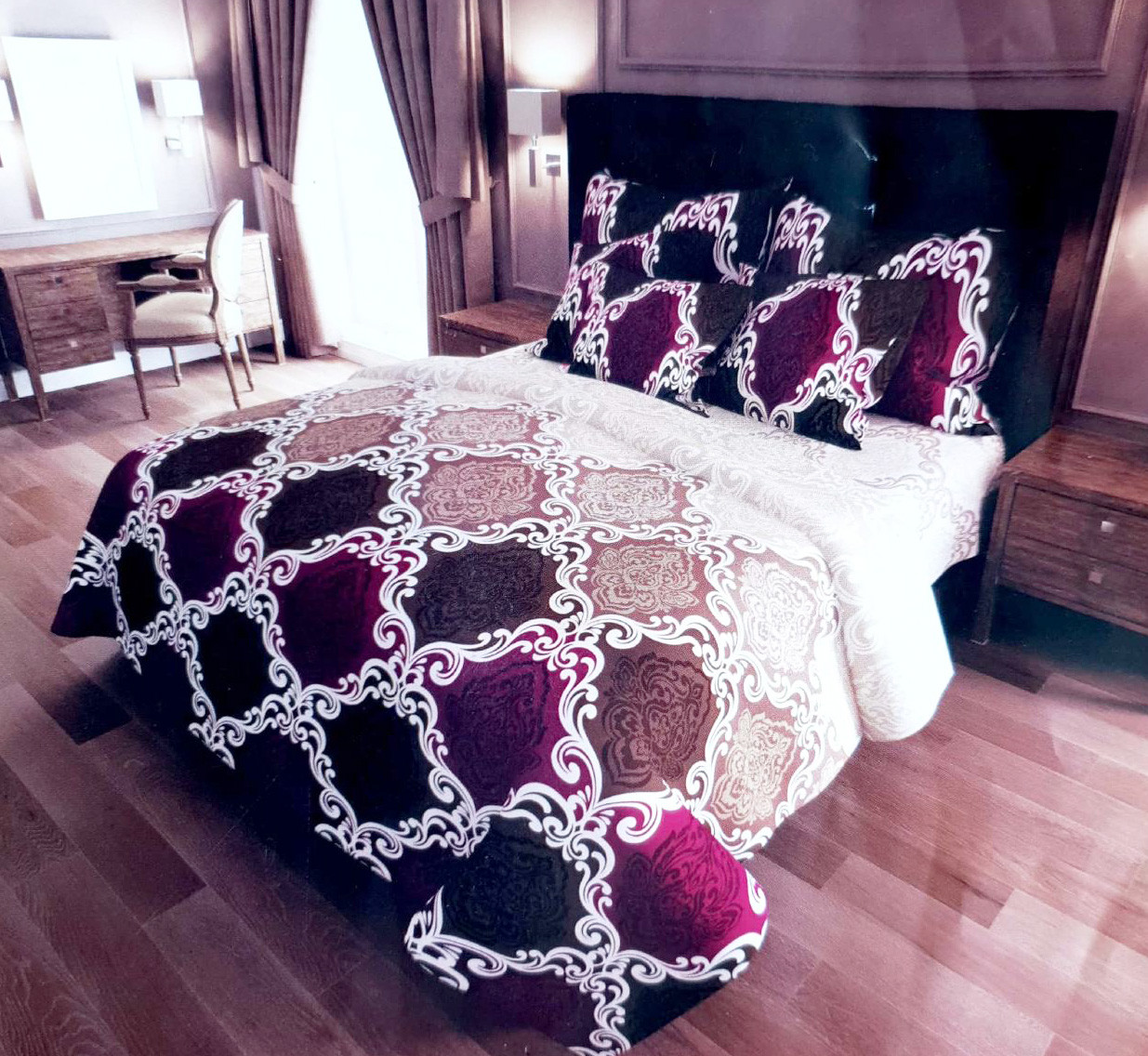 Двоспальний комплект постільної білизни 180х220 Ранфорс бавовна (11993) Білизна постільна кольорова, фото 1