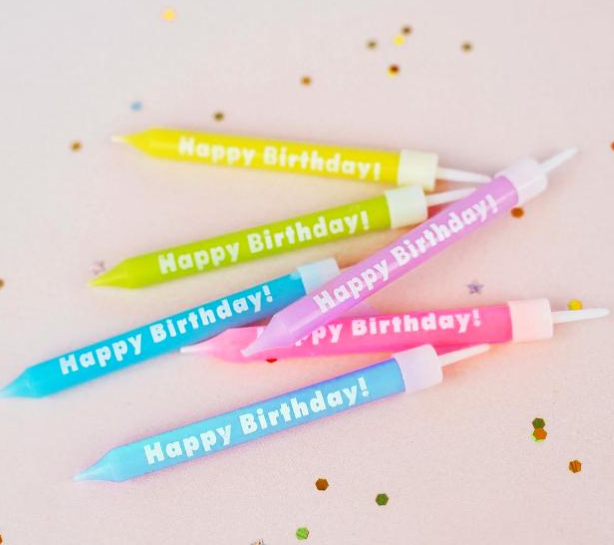 Свічки Happy Birthday неонові (6 шт), фото 1