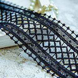 Мереживо макраме матове (гіпюр)/колір чорний/ширина 7 см/замовлення від 1 м