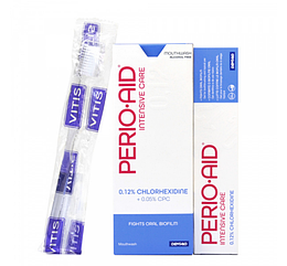 PERIO-AID 0.12% комплект: ополіскувач 500 мл, гель-паста 75 мл, щітка VITIS SURGICAL CAMPAING