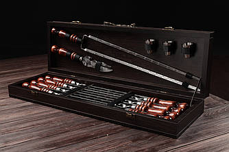 Набір шампурів для шашликів і барбекю в дерев'яному кейсі